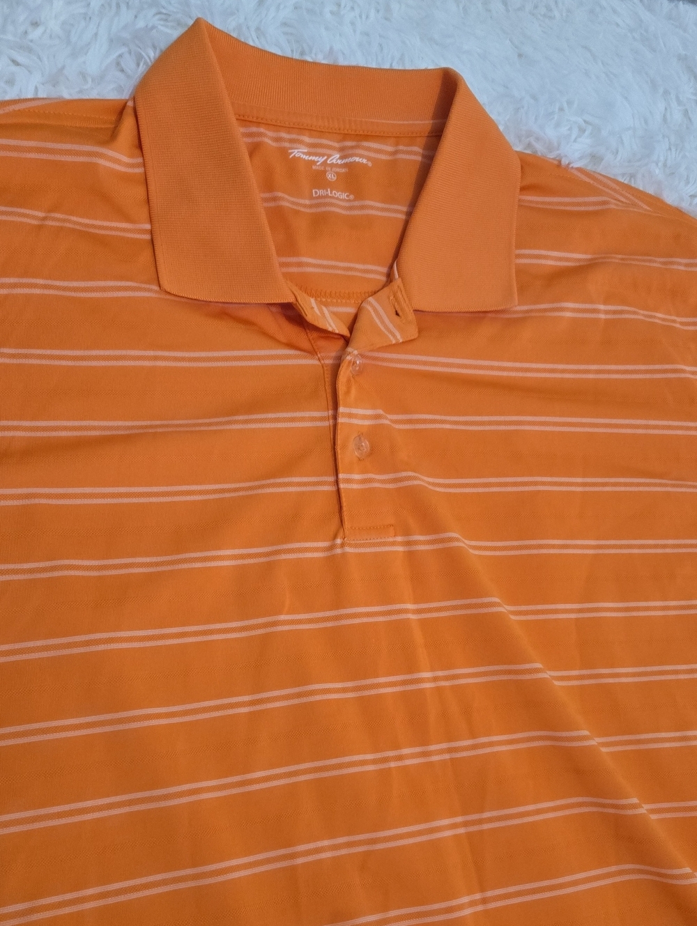 Tommy Armour Orange Striped Polo Shirt Size XL